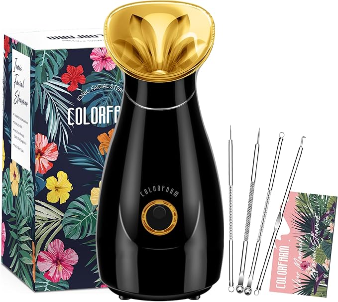 Colorfarm Facial Steamer Nano Ionic: Face Steamer Deep Cleaning Unclogs Pores - Humidifier Hot Mist Home Sauna Spa for Women Men Sinuses Moisturizing