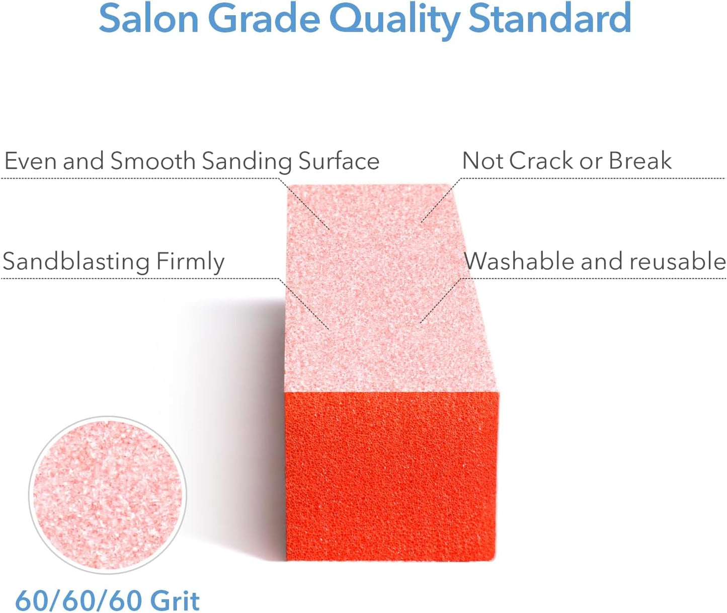 Nail Buffers, 10pcs Buffering Block 3 Way Coarse Grit 60/60/60, 3.5" Long, Pre Application Buff for Acrylic Nail Gel Polish Nail, Pedicure, Manicure, Orange