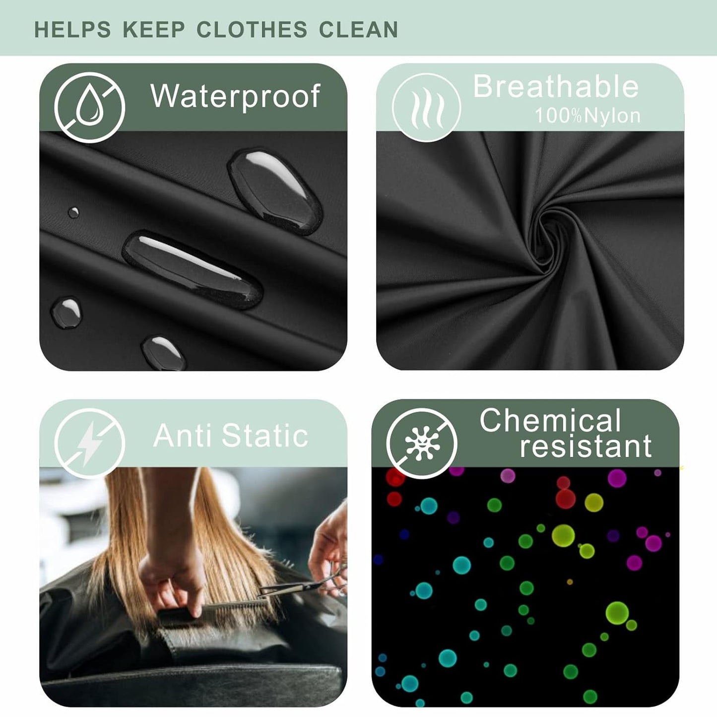 Professional Barber Cape With Armholes - Hands Free All Purpose 64"x56" Large Waterproof Salon Capes for Hair Stylist - Nylon Hair Cutting Cape For Hair Dye, Hair Color,Haircut - Black