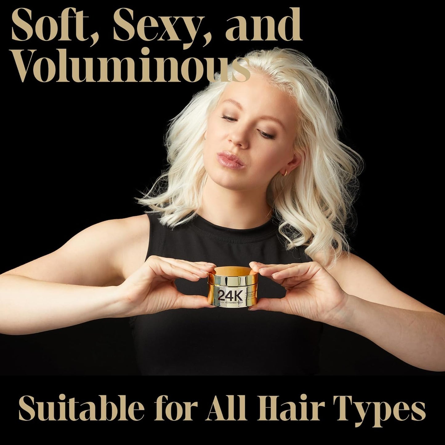 Sally Hershberger 24K Hair Texturizing Paste for Men & Women - Premium High Shine Pomade - All Day Hold - Hydrating & Volumizing - For Styling & Finish with Golden Pearl, Mica - All Hair Types - 1.7oz