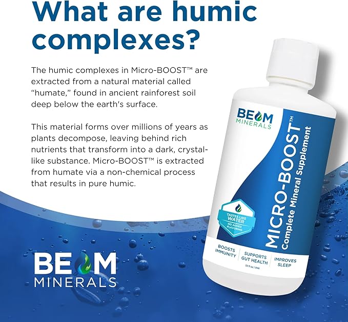 Beam Minerals Micro-Boost Humic Mineral Blend | Plant-Based Multi Minerals Supplement & Electrolytes Liquid | Micronutrients Supplements | Deficiency Support | Pure Natural Antioxidant | Keto Friendly