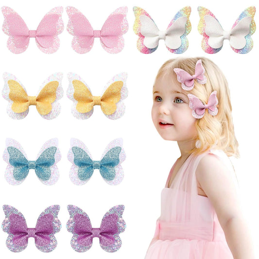 10PCS Oaoleer Mini Glitter Butterfly Hair Accessories - Colorful Barrettes and Bow Pins for Baby Girls, Women, Halloween, Cosplaying, Weddings (Style A)