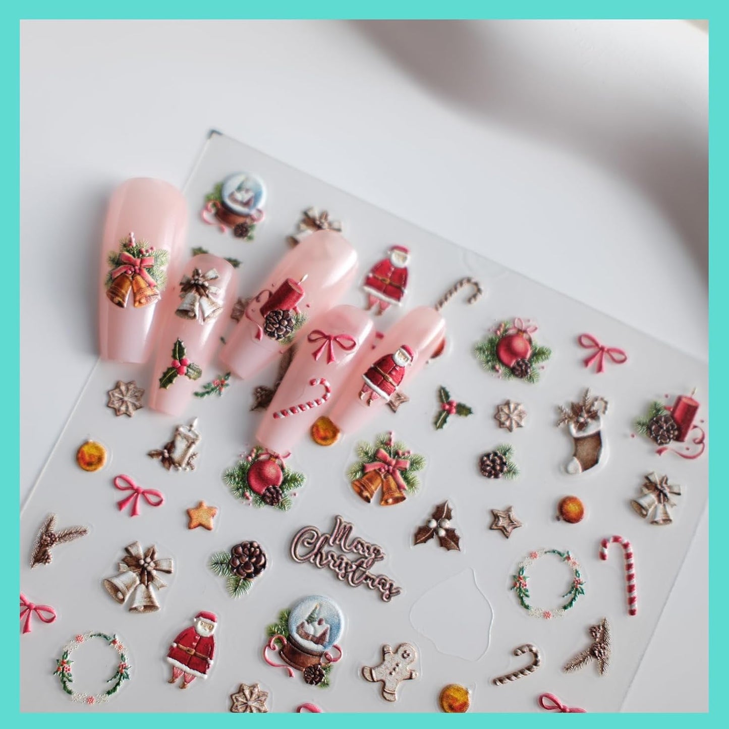 Christmas Nail Art Stickers, Vintage Nail Decals, Self-Adhesive, Nail Accessories & Supplies, Durable & Long-Lasting