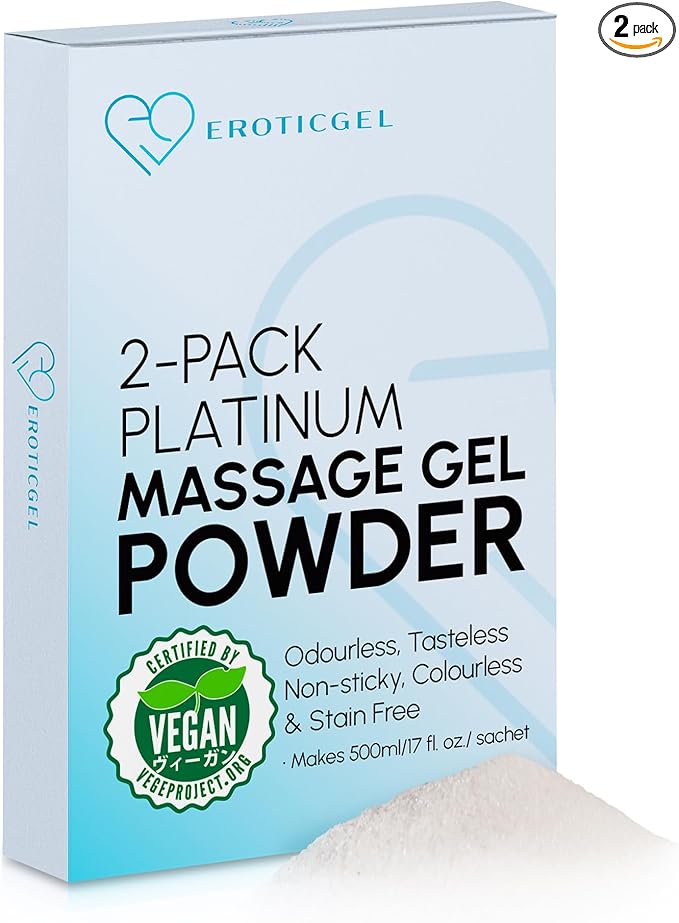 Premium Massage Gel Powder (Pack of 2) | 5g Travel Sachet Makes 500ml/ 16.9 fl oz | Made in Japan | Paraben & Glycerine Free
