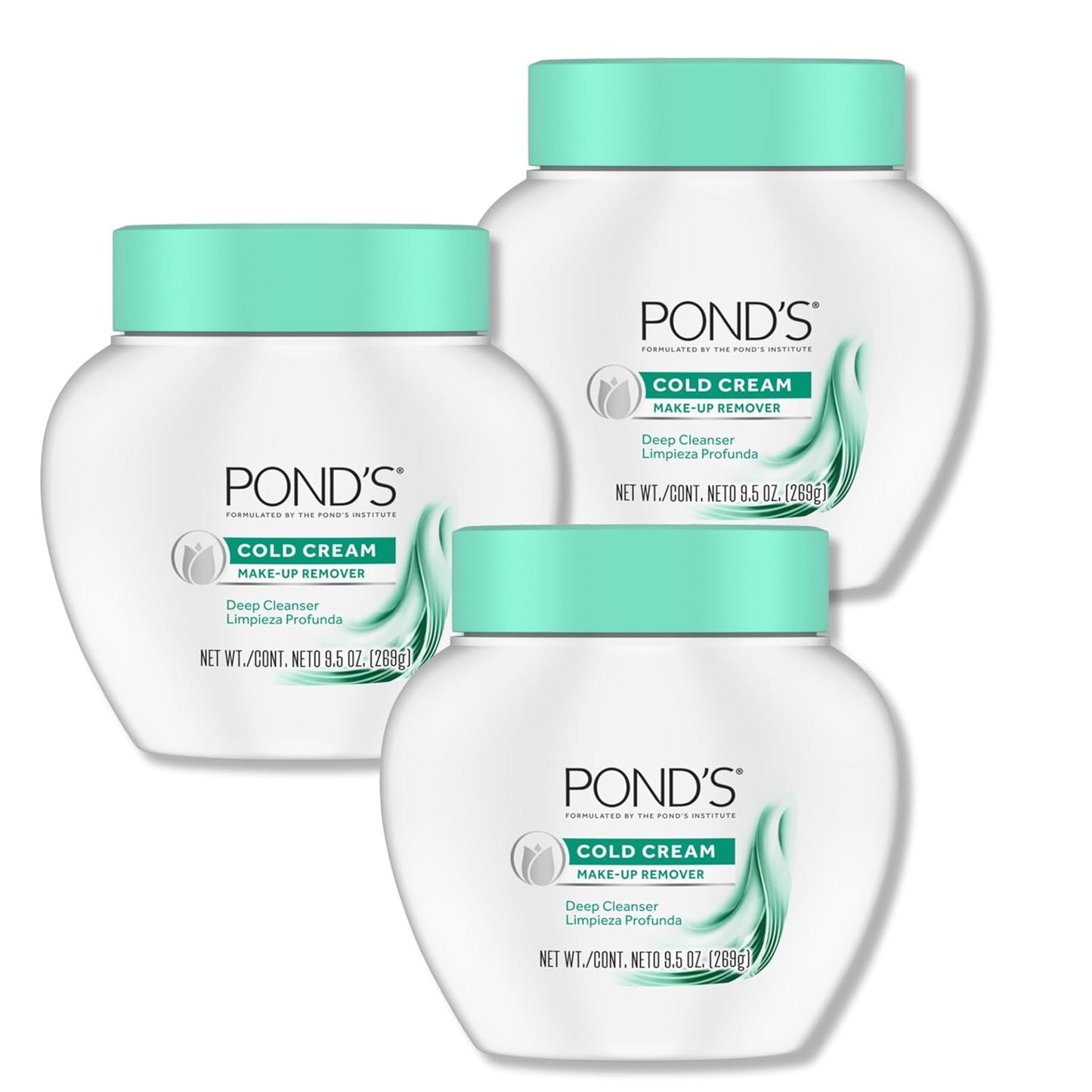 POND'S Cold Face Cream, Skin Care Facial Cleanser for All Skin Types, Deep Moisturizing Face Wash & Makeup Remover, 9.5 oz, 3 Pack