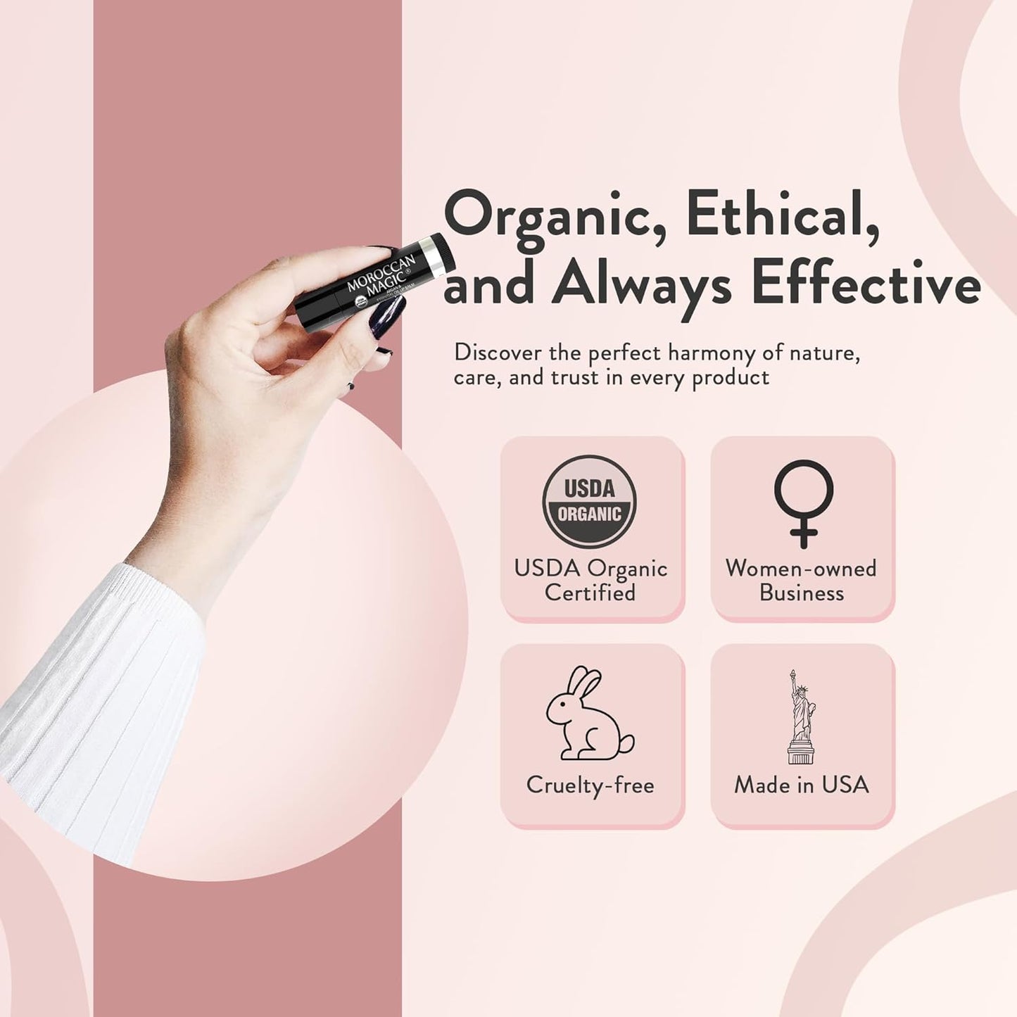 Moroccan Magic Organic Lavender Vanilla Lip Balm 3 Pack | Ultra-Hydrating Argan & Essential Oil Lip Moisturizer + Vitamin E | Natural Chapstick for Dry Lips | Smooth, Non-Toxic | Organic Lip Balm