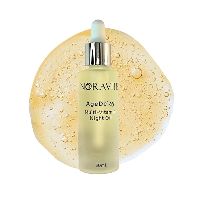 AgeDelay Multi-Vitamin Night Facial Oil - Intensive Skin Tightening Oil & Moisturizer - Nourishes Protects & Rejuvenates - Antioxidant Serum w/Vitamin E, Omega 3,6,9 & Seaweed - 30ml