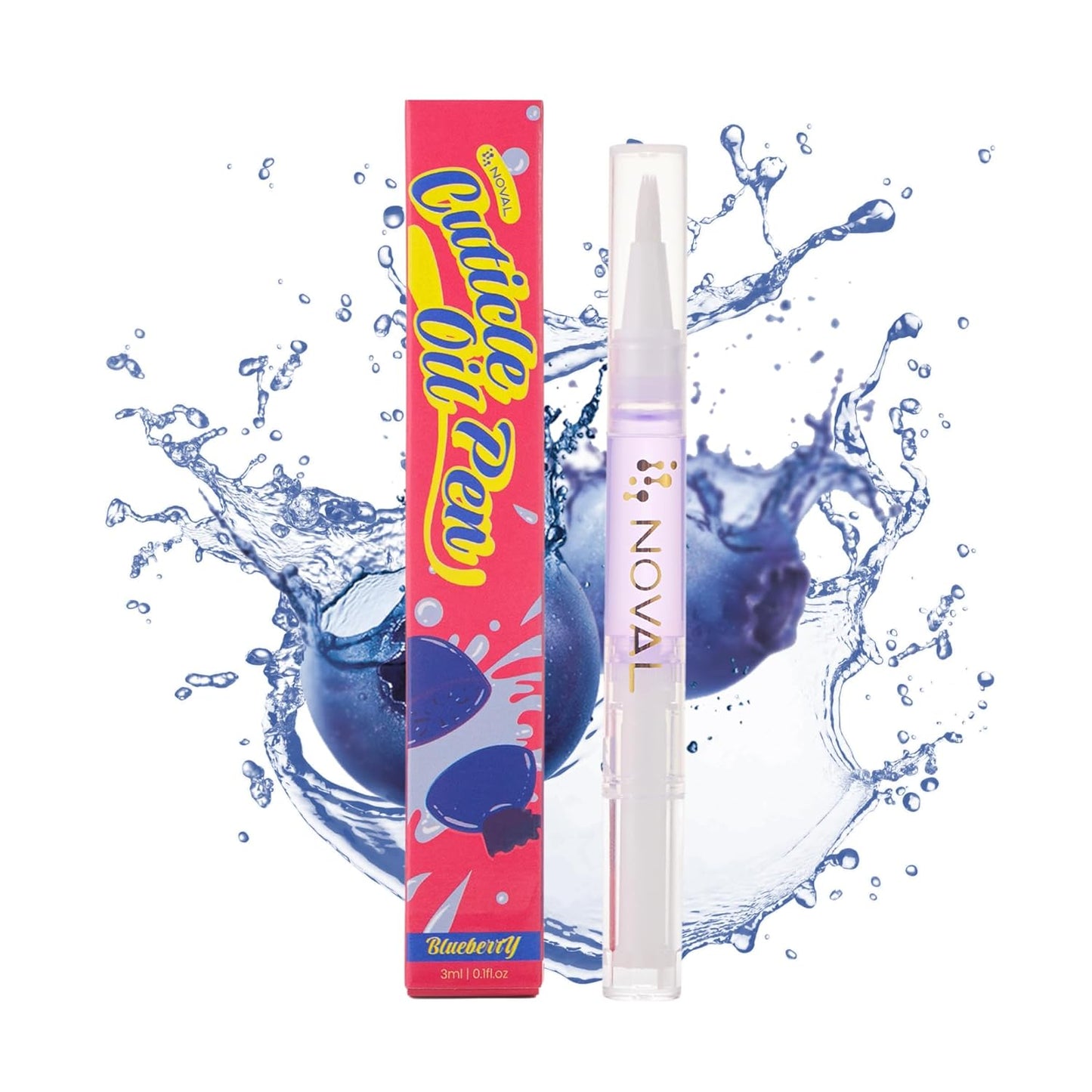 NOVAL Cuticle Oil Pens for Nails – Moisturizing & Fast Absorption, Non-Greasy, Blueberry Scent, 6PCS