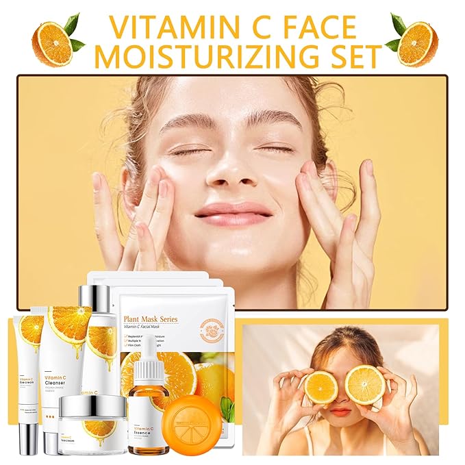 9Pcs Skin Care Routine Kit for Women Men,Moisturizing Skin Care Kit with Facial Cleanser,Toner,Face Serum,Face Cream,Eye Cream,Soap and Facial Sheet Masks,Hydrating Facial Kit Skincare Gift Set