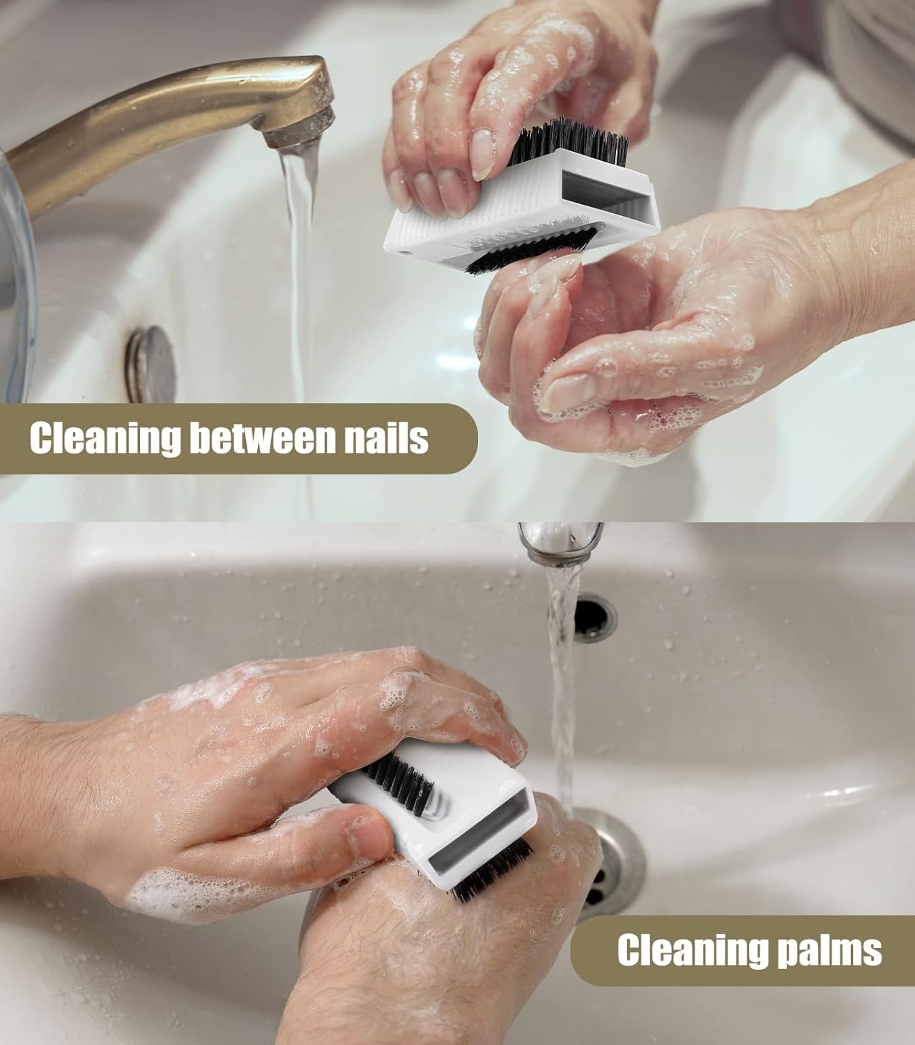 Nail Brush for Cleaning Fingernails, 2Pack Heavy Duty Nail Brushes Remove Dirt and Paint Fingernail Brush Deep Cleaning Mechanical Nail Scrub Brush Two-Sided with Hanging Rope (White)