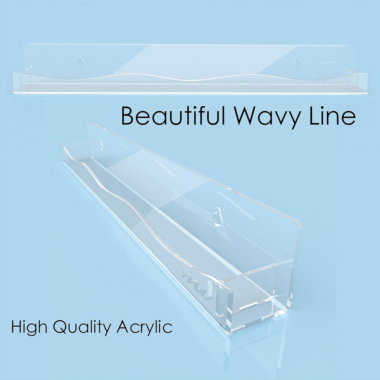 YMVV Clear Acrylic Nail Polish Rack Wall Mounted Shelf,6 Pack Organizer with Unique Wavy Lines,Nail Supplies for Techs,Great Display Salons Retailers