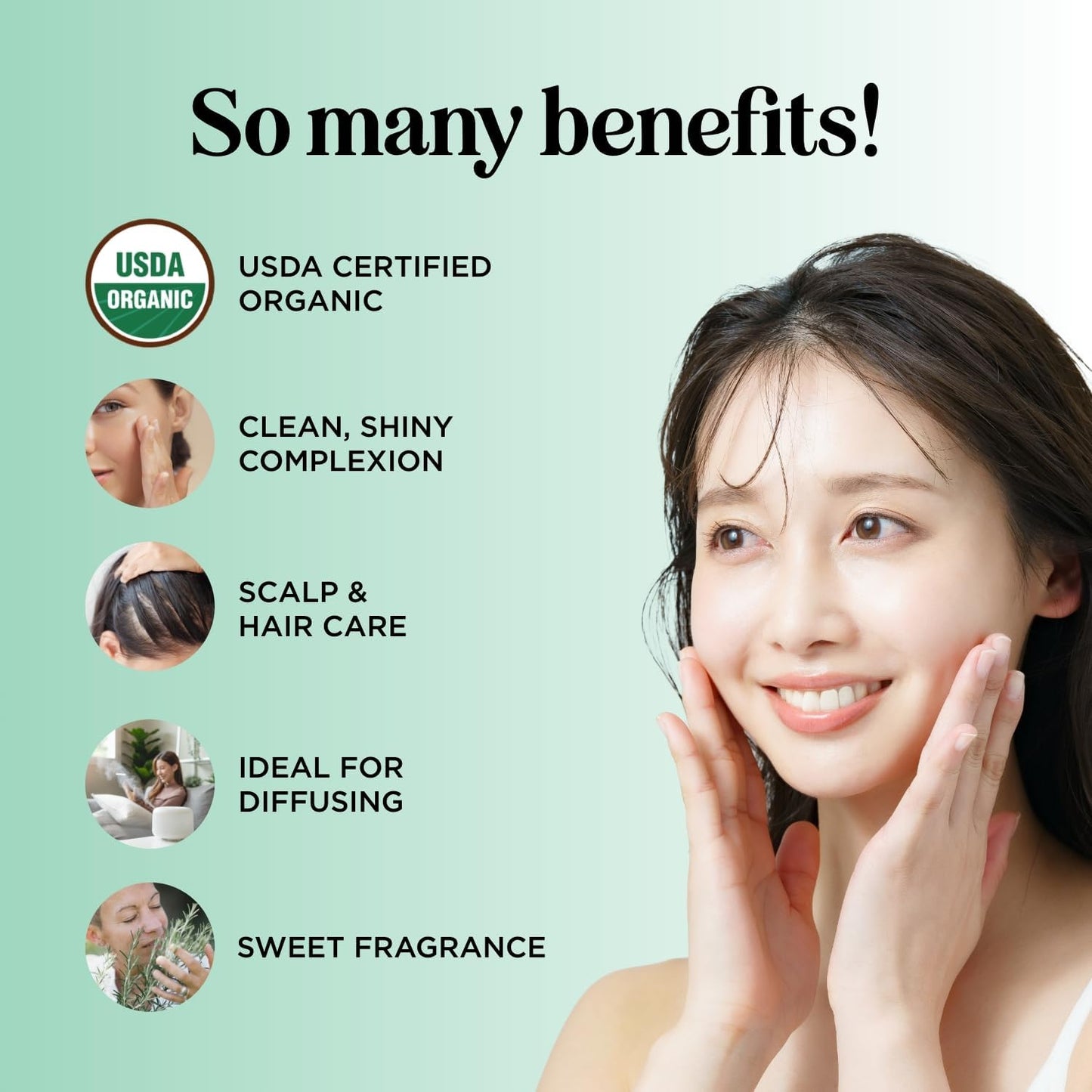 Certified Organic Rosemary Oil for Hair - Extra Large 100% Pure USDA Organic Rosemary Essential Oil for Hair Skin and Nails - Oil for Dry Scalp Treatment and Enhanced Volume and Shine