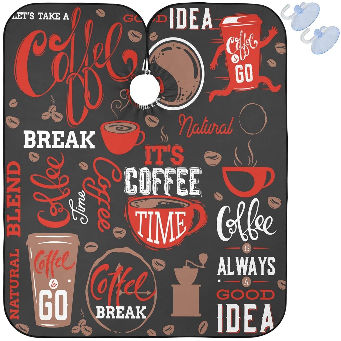 visesunny Barber Cape Coffee Elements Collection Polyester Hair Cutting Salon Cape Apron Anti-Static Haircut Water-Resistant Shaving Cloth Beard Shaving Bib Hairdressing Cape