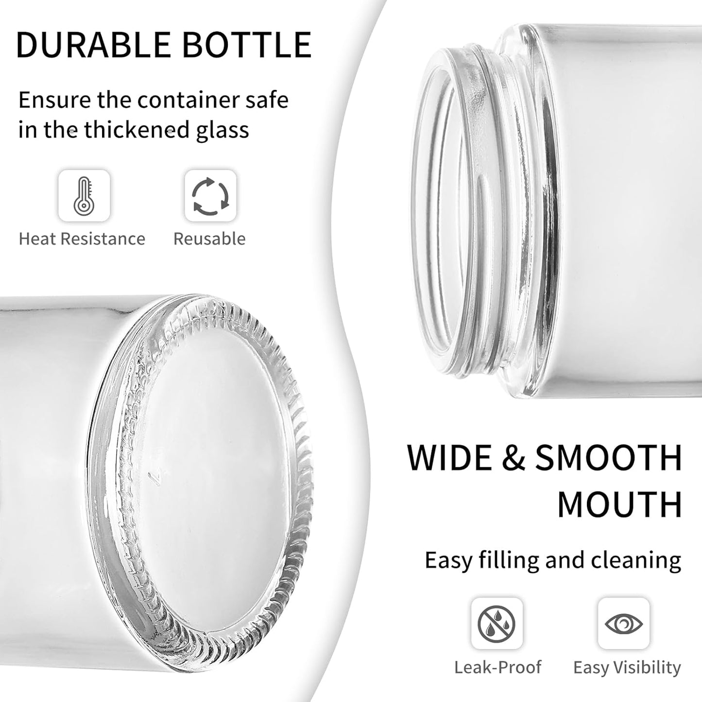 KEYWING 2 oz Small Glass Jars with Black Lids, 48 Pack Clear Glass Cosmetic Jars, Empty Sample Container with Inner Liners for Lotions, Cream, Ointments and Powders