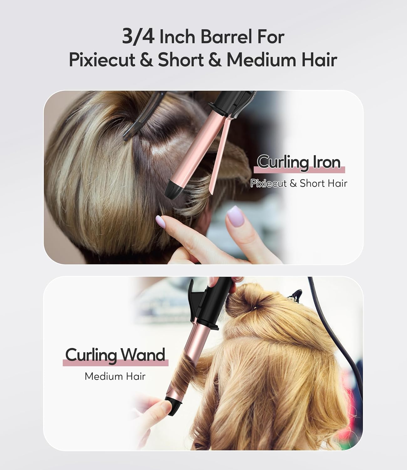 FARERY Ceramic Mini Hair Curler for Short Hair, 3/4 Inch, Dual Voltage, Travel Size with Keratin & Argan Oil Infused, Curling Iron with Storage Bag