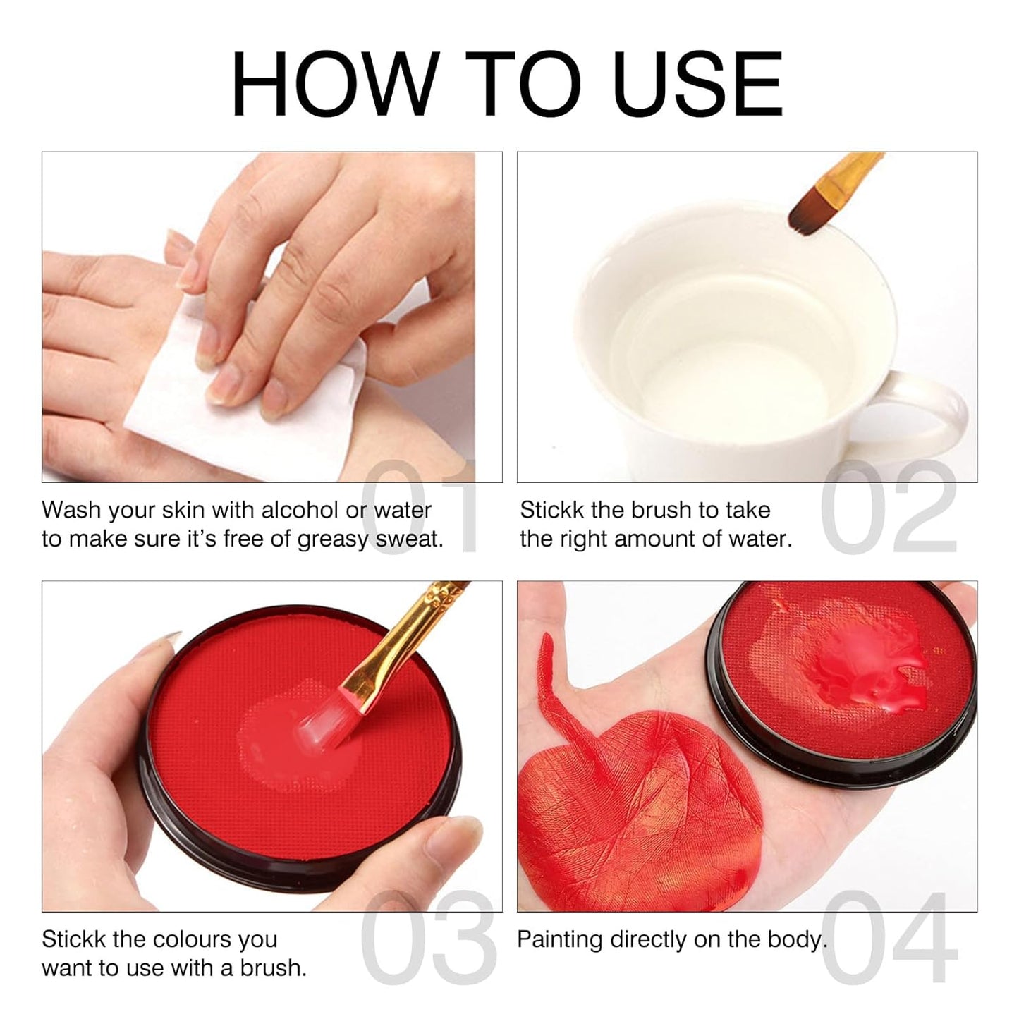 White Black Blue Foundation Face Body Paint, Halloween Makeup Face Painting Kit with Painting Brushes and Makeup Sponge for Kids & Adults Halloween The Smurfs Avatar Elf Cosplay Party-30g