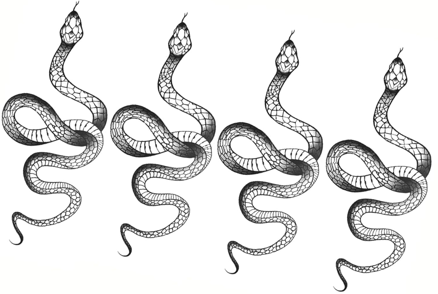 Fashion Realistic Big Size Black Snake Temporary Tattoo Stickers for Women Men Waterproof Fake Tattoo Waist Body Forearm Arm (Pack of 4)