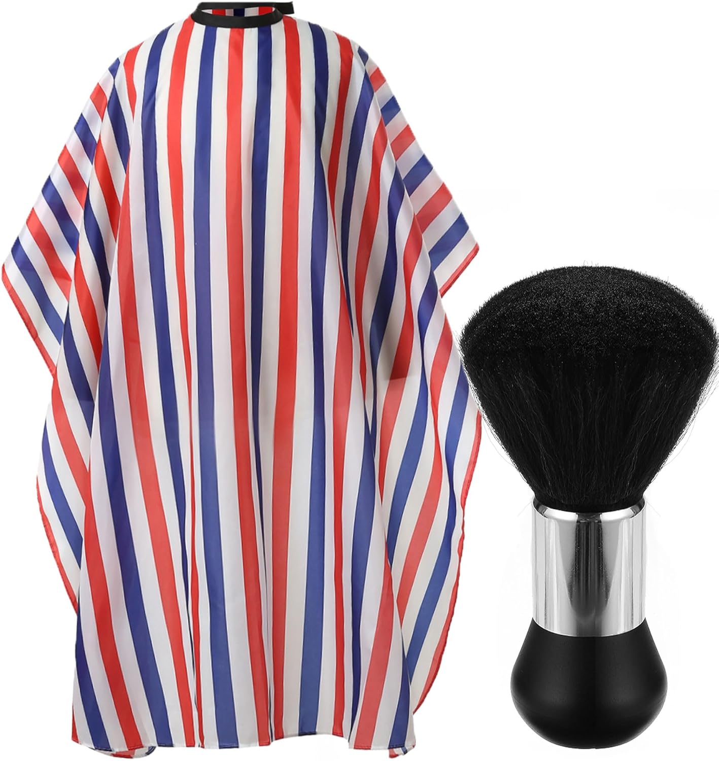 Professional Hair Cutting Cape with Neck Duster Brush, Salon Barber Cape, Hairdressing Accessories (Multicolor Stripe)