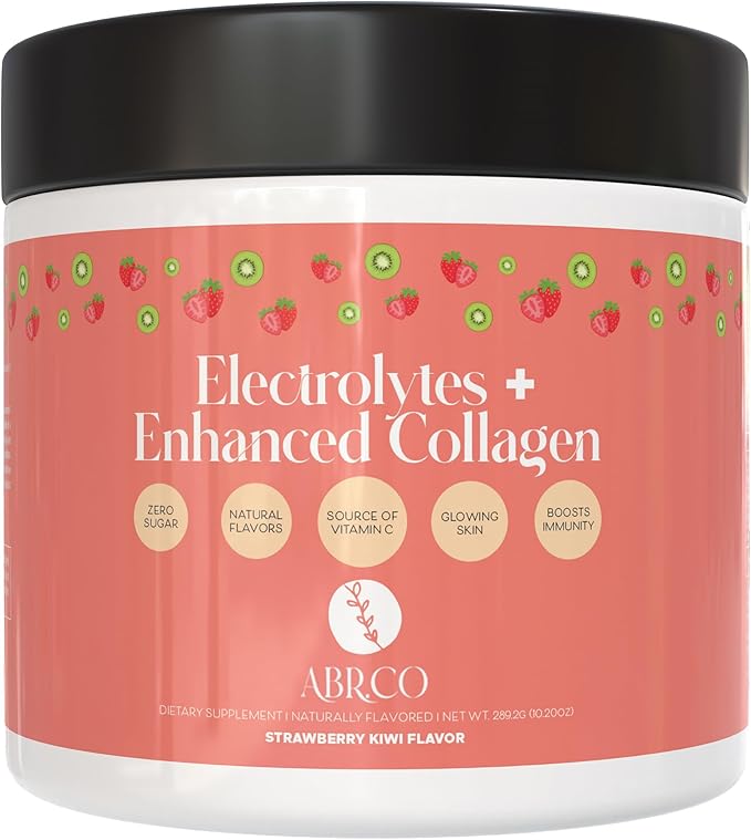 Electrolytes + Enhanced Collagen Zero Sugar Powder with Vitamin C - Muscle Recovery & Hydration Support - 30 Servings - Supports Immune & Joint Health