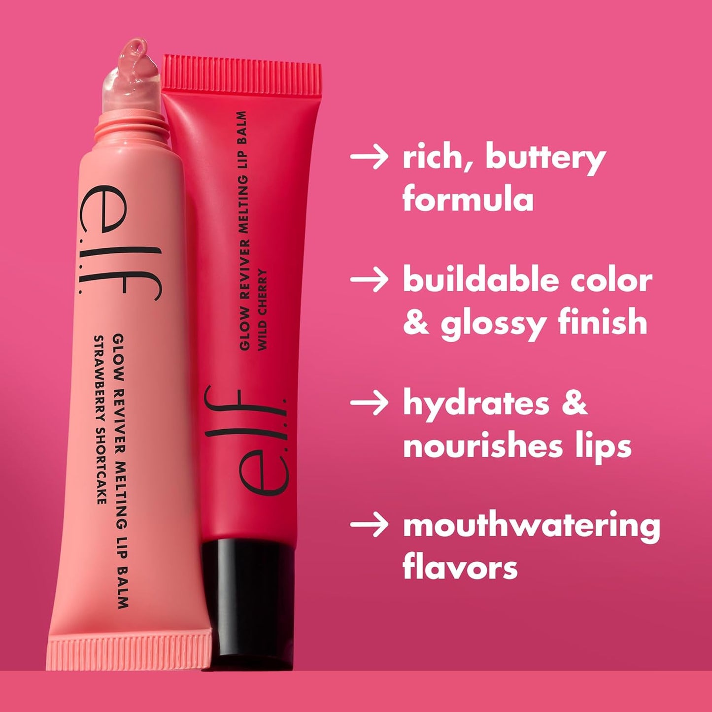 e.l.f. Glow Reviver Melting Lip Balm, Hydrating Tinted Lip Balm For A Glossy Finish & Soft, Supple Lips, Vegan & Cruelty-Free, Peach Ring