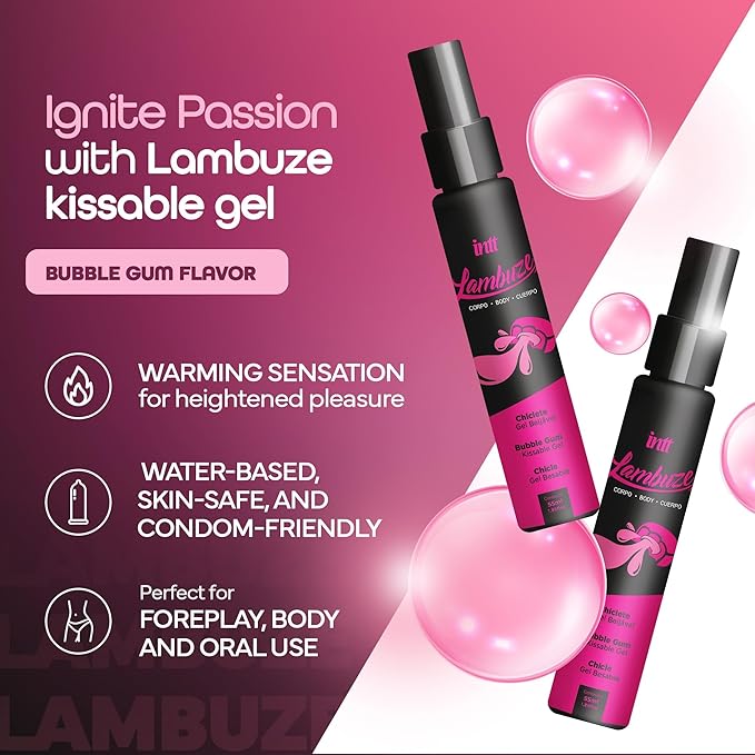 Lambuze Bubble Gum Flavored Massage Gel 55ml 1.85 Fl Oz INTT