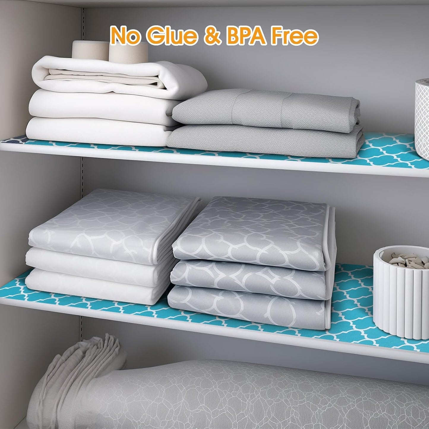 Shelf and Drawer Liner for Kitchen Cabinets Non-Adhesive, Strong Grip Non-Slip Thickened Cabinet Liners for Shelves, Waterproof Mats for Dresser Cupboard, Green/White, 17 in x 30 Feet