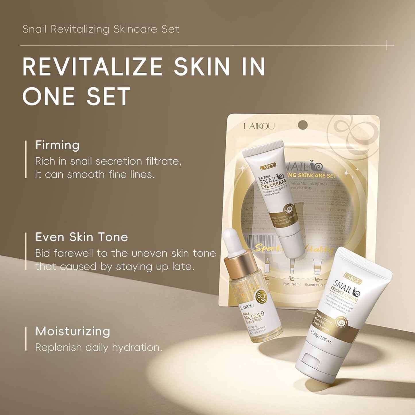 Korean Skin Care, Skin care set, Skin Care Kit Snail and Ginseng with Eye Cream, Serum, Essence Cream 3pcs for Women Teen Girls Mom Daughter Mother's Day Birthday