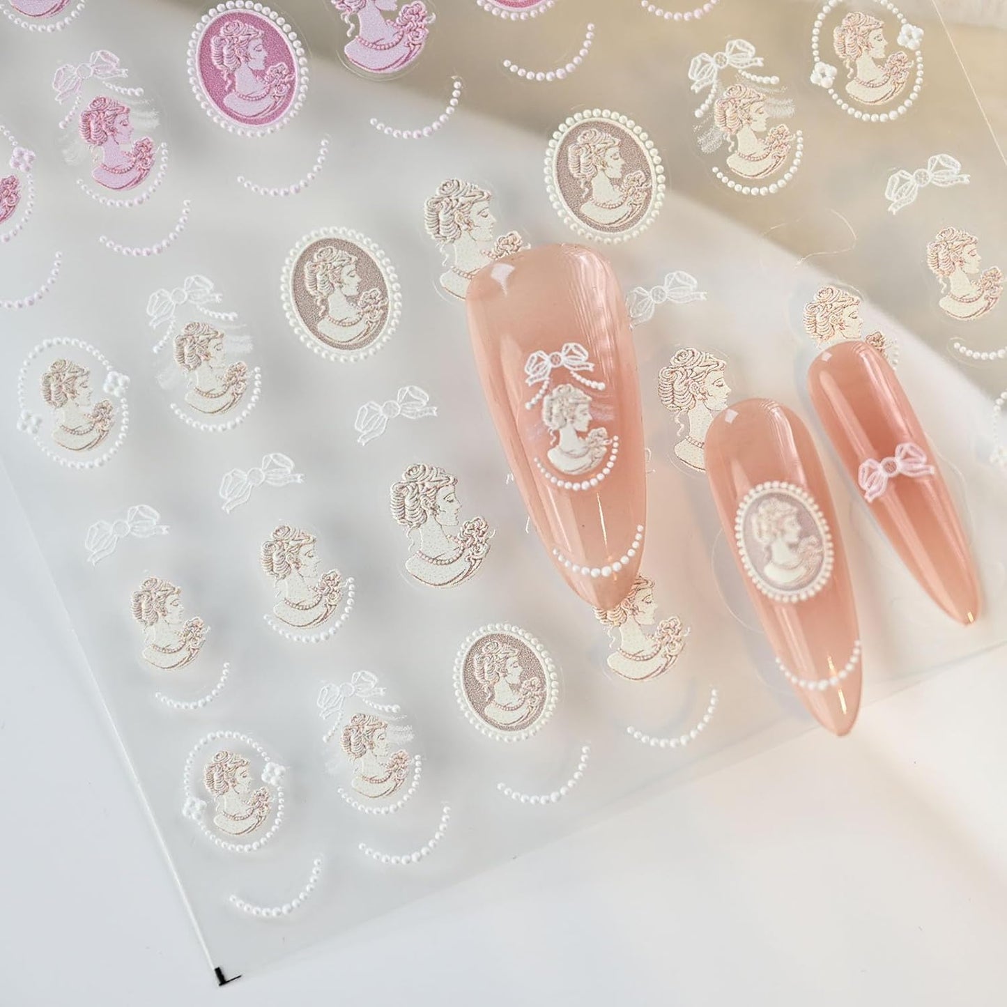 Head Sculpture Nail Art Stickers, Embossed Vintage Decals for Design, Self-Adhesive Accessories for Women, Nail Supplies