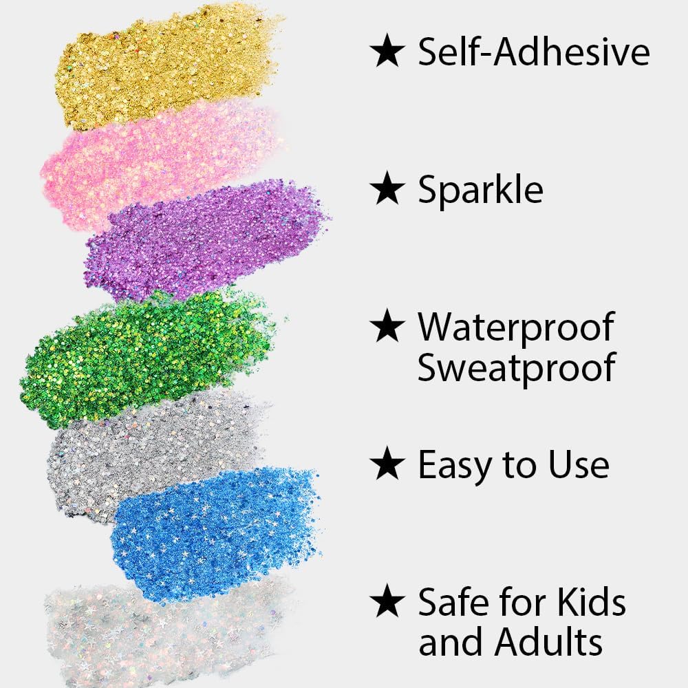 Mysense Pink Body Glitter Stick, Singer Concert Outfit Face Glitter Makeup, Festival Rave Pride Accessories, Hair Glitter Gel for Kids Women, Sparkling Mermaid Sequin Chunky Glitter Face Paint, 0.56oz