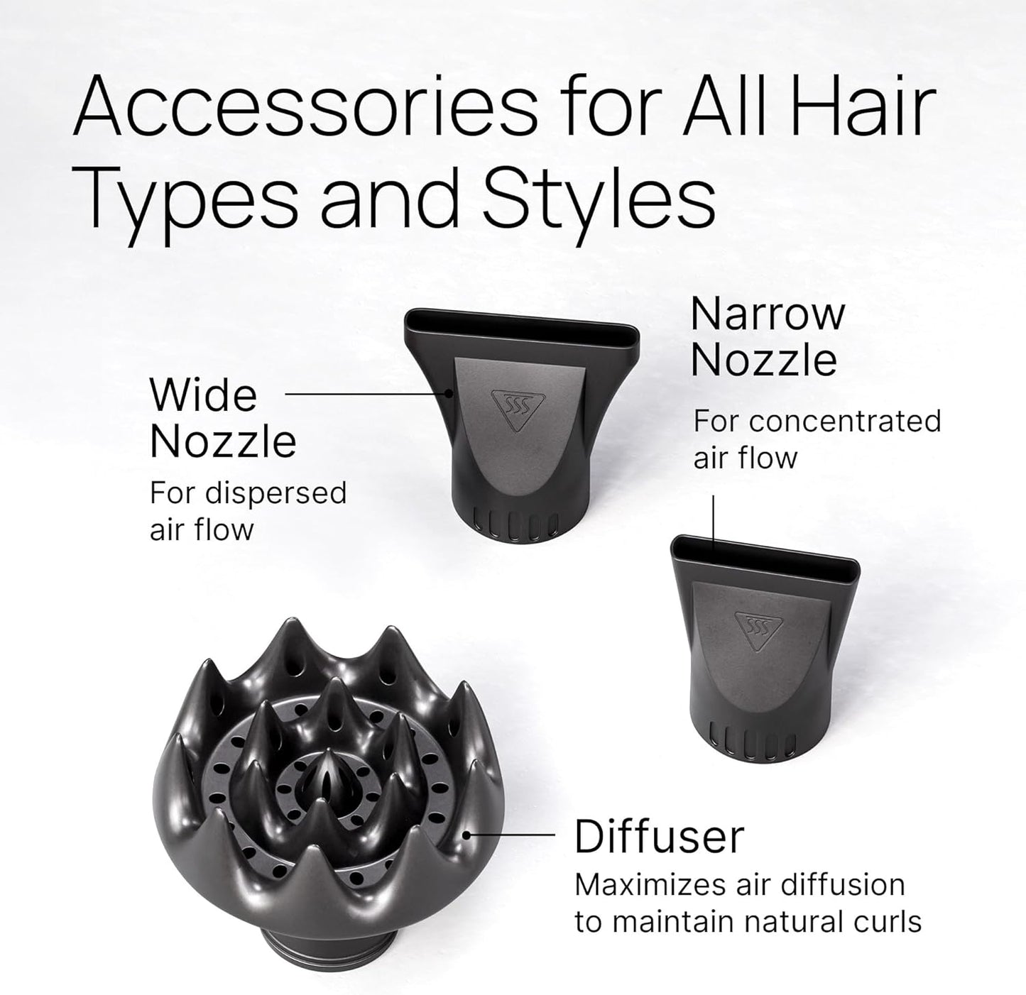 TREZORO Professional Blow Dryer – Ionic Hair Dryer 2000W with Diffuser for Salon & Personal Use – Powerful, Fast & Quiet Drying for Curly Hair, Unwanted Frizz – Design for Travel – 8.2ft Cord