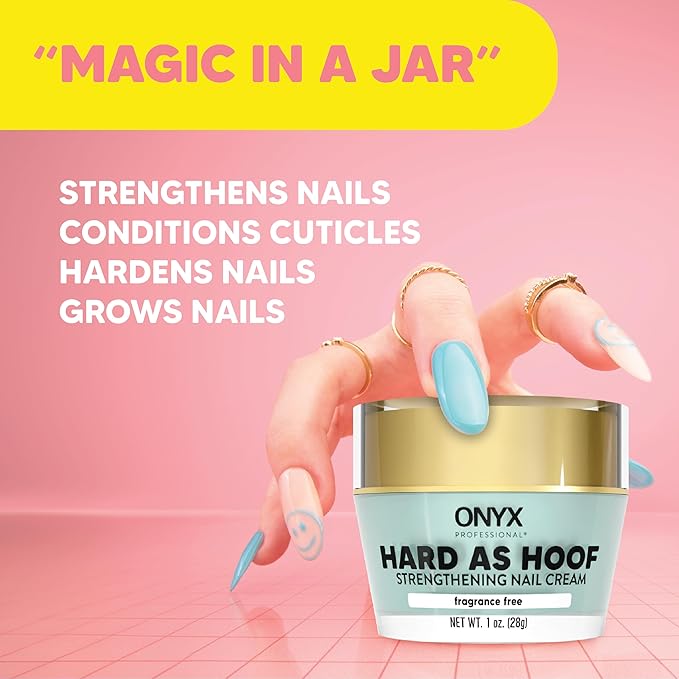 Onyx Professional Hard As Hoof Nail Strengthening Cream, Unscented - Nail Growth & Conditioning Cuticle Cream Stops Splits, Chips, Cracks & Strengthens Nails, 1 oz