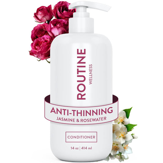 Routine Wellness Anti-Thinning Deep Conditioner for Thinning Hair - DHT Blocker for Hair Loss in Men & Women - Promotes Healthy Hair - Jasmine & Rosewater 14oz