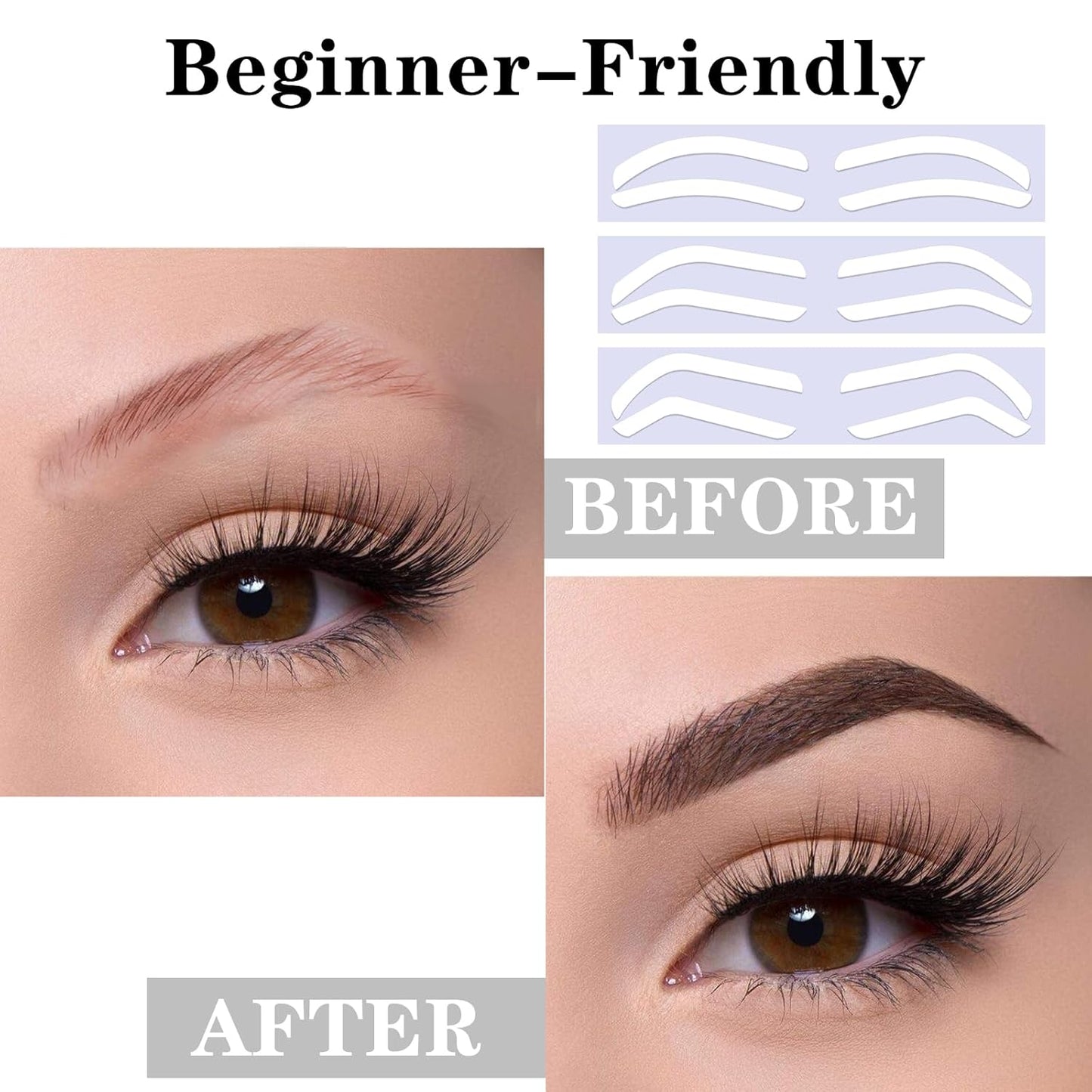 60 Pairs Eye Brow Stencils for Women, 3 Style Disposable 3-Style Eyebrow Stencils for Shaping, Adhesive Templates for Shaping Tinting Airbrush Makeup