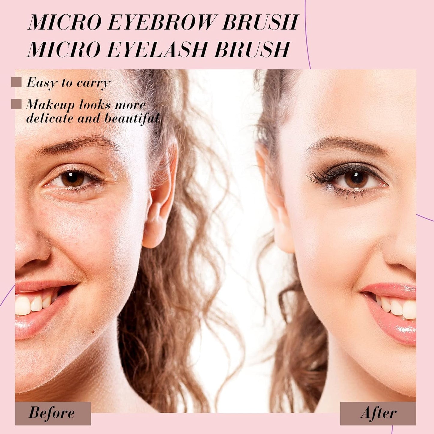 Lallisa 100 Pieces Micro Eyebrow Spoolie Brush with Cap Brow Lamination Tool Eyelash Brush Multifunctional Micro Lash Comb for Eyelash and Eyebrow Extensions Tool(Purple)