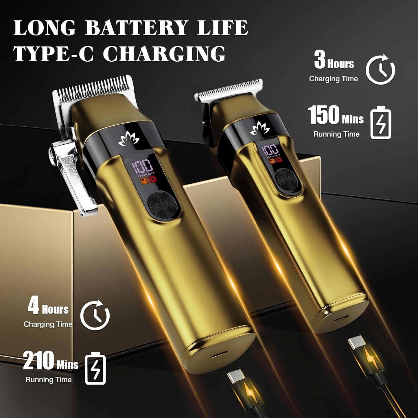 Lanumi Professional Hair Clippers for Men Cordless Cutting T-Blade Trimmer Kit Barber Clipper Trimmer Set with Travel Case Cordless USB Rechargeable Hair Cutting Kit