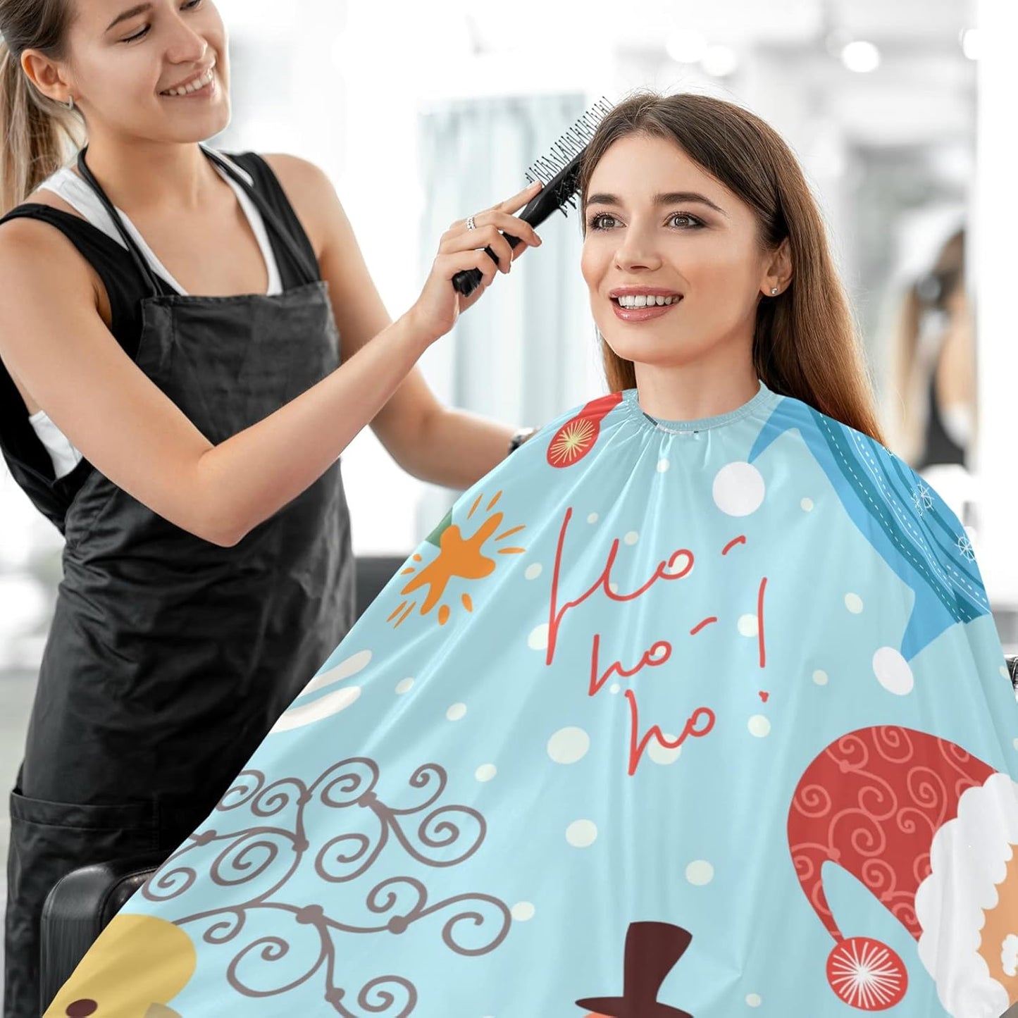 visesunny Barber Cape Christmas Roundelay Polyester Hair Cutting Salon Cape Apron Anti-Static Haircut Water-Resistant Shaving Cloth Beard Shaving Bib Hairdressing Cape
