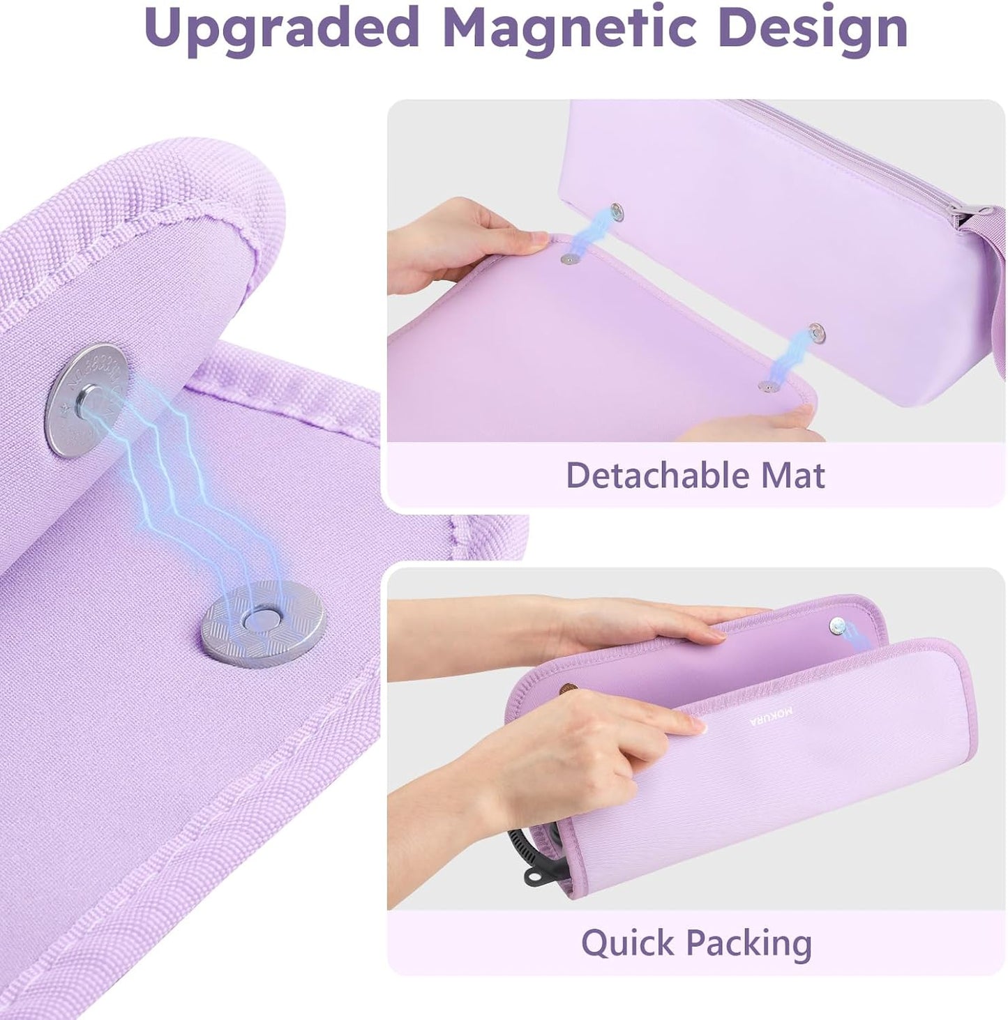 MOKURA Hot Hair Tools Travel Bag with Heat Resistant Mat Removable, Hair Accessories Organizer Case, Women Travel Essentials, Storage Pouch for Curling Iron Straightener Flat Iron Hair Dryer, Purple