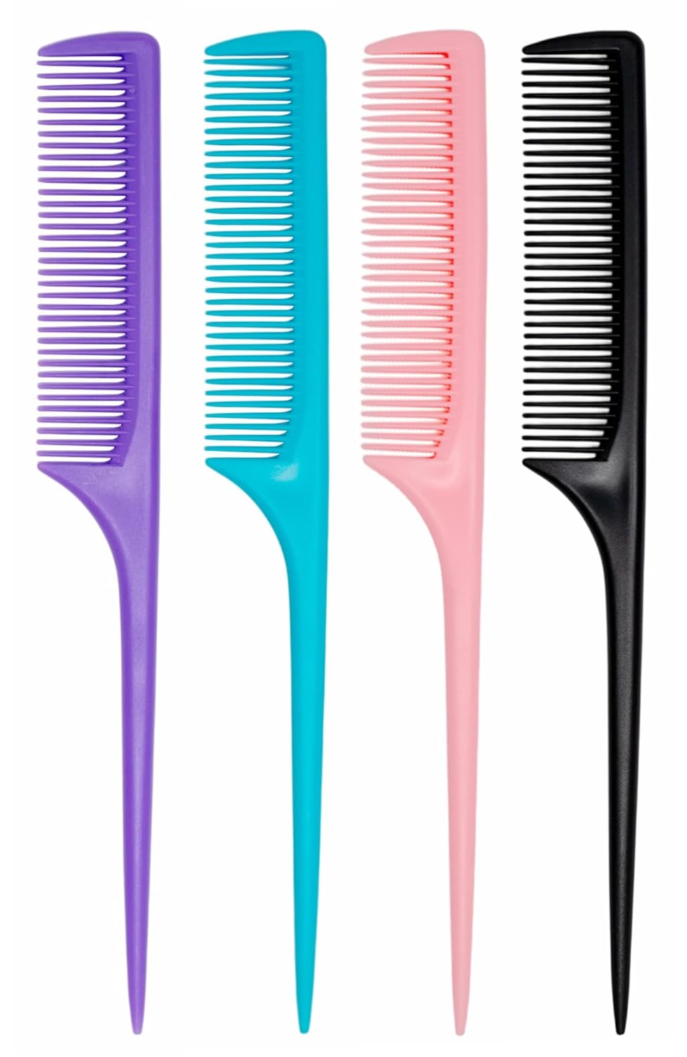 4 Pcs Rattail Combs for Women -Fine Tooth Styling Comb with Ergonomic Handle, Anti-Static Heat-Resistant Professional Hair Parting Tools for Smooth Detangling, Updos & Salon-Perfect Hairstyles.