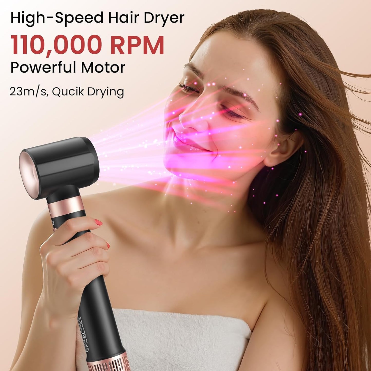 Dual Voltage 3 in 1 Hot Hair Styler – High-Speed Hair Dryer with Air Wrap for Women with Extra Long Barrel Air Styler, European Hair Tools Styling, Fast Drying and Quick Styling, Travel Case