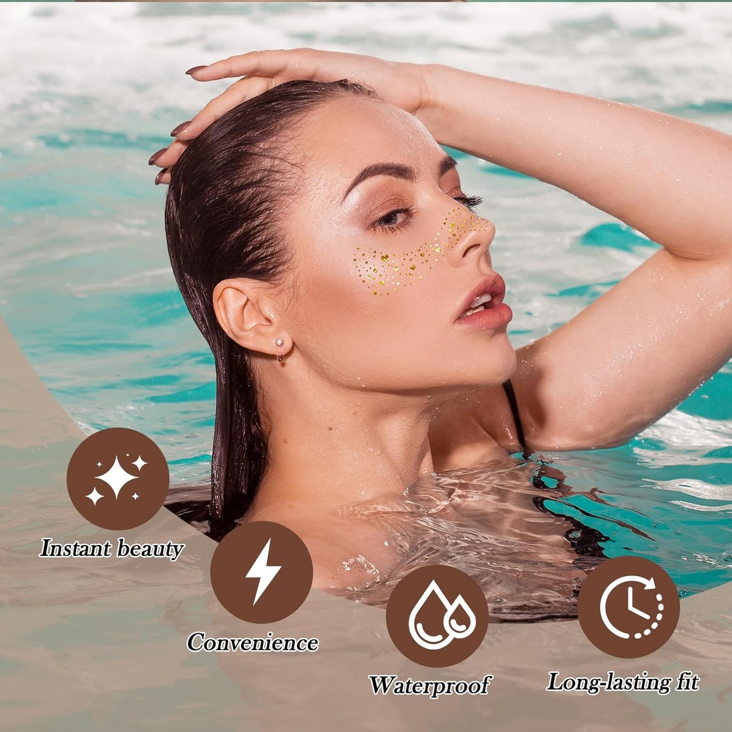 Christmas Glitter Face Tattoo,Diesetsr Body Glitter Temporary Tattoos Patches, Festival Rave Outfits for Women, Sparkle Patches for Kids, Party Christmas Festival Decorations,30 PCS