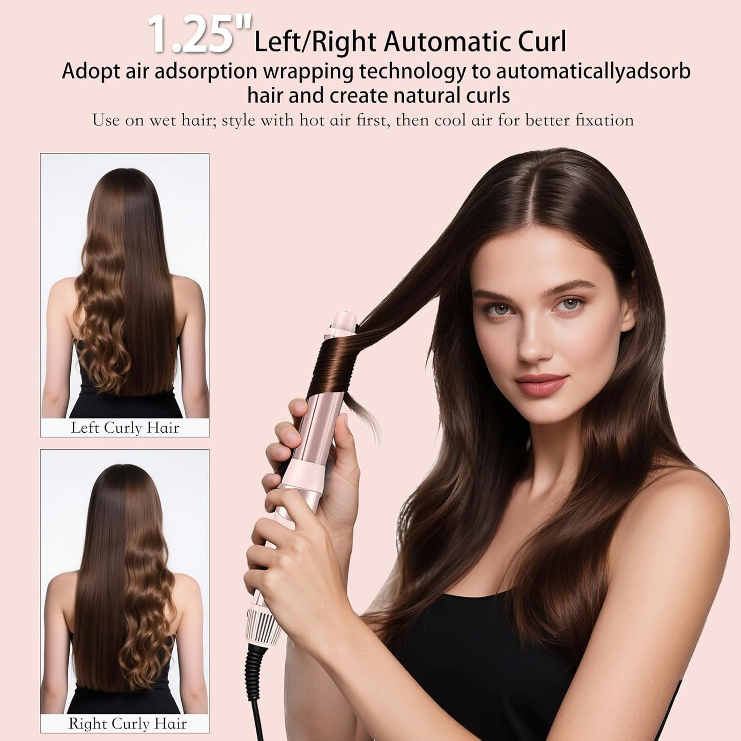 Hair Styler Wrap & 6 in 1 Hot Air Styler-110,000 RPM High-Speed Fast Negative Ionic Multi Hair Styler Professional Blow Dryer Brush for Curling Volumizing Straightening Styling