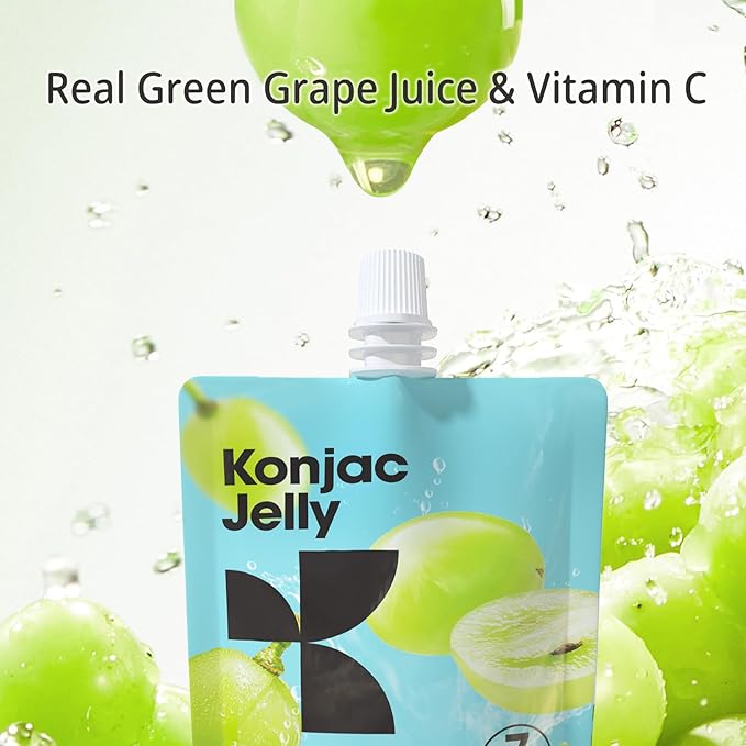 Konjac Jelly Green Grape Flavor with Collagen Peptides 10 Packs and Konjac Noodles Variety Gluten Free 12 Packs Low Calorie, Keto, Sugar Free, Healthy Food