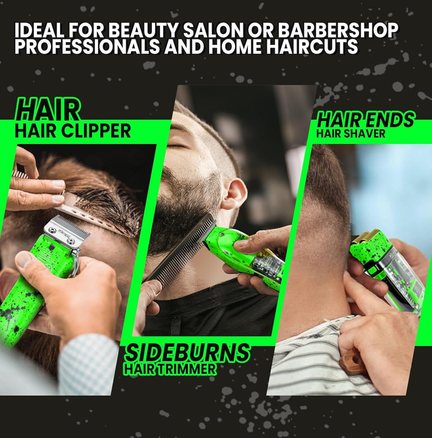 DSP Hair Clipper, Trimmer, Shaver Kits for Men Professional Barber Clipper and Trimmer Sets with Travel Case, Rechargeable, LED Display, Green