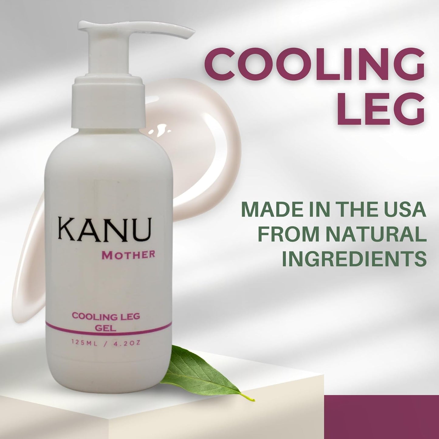 KANU Pregnancy Cooling Leg Gel with Peppermint Oil & Vitamin E- Safe Maternity Skincare for Swollen Legs, Tired Feet and Ankle Relief- Hydrating Cream for Expecting Moms