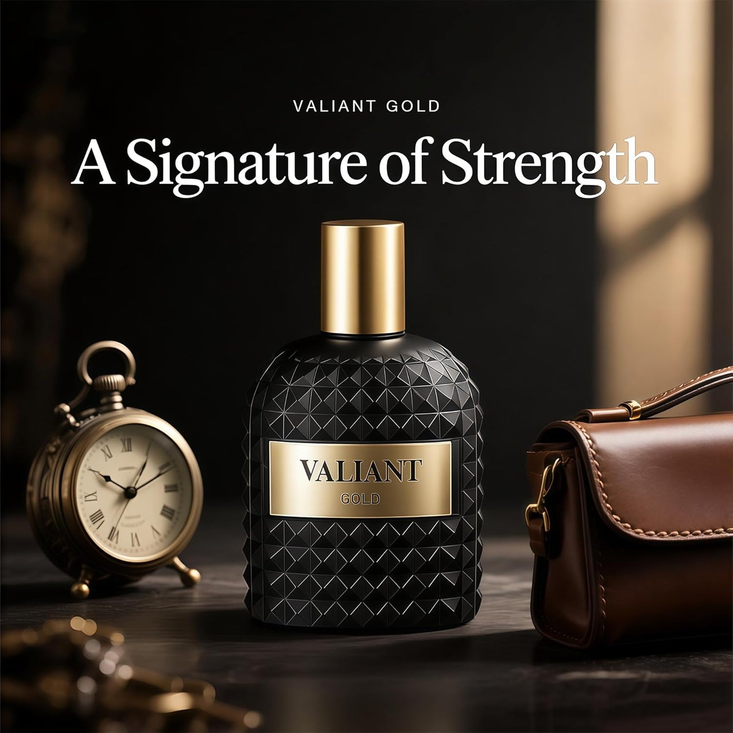 Cologne for Men Valiant Gold 3.4 Fl Oz Eau de Parfume Spray Noted with Floral,Lemon, Rose Essence, Sensual White Musk Fragrance Men's Perfume for Daily Use
