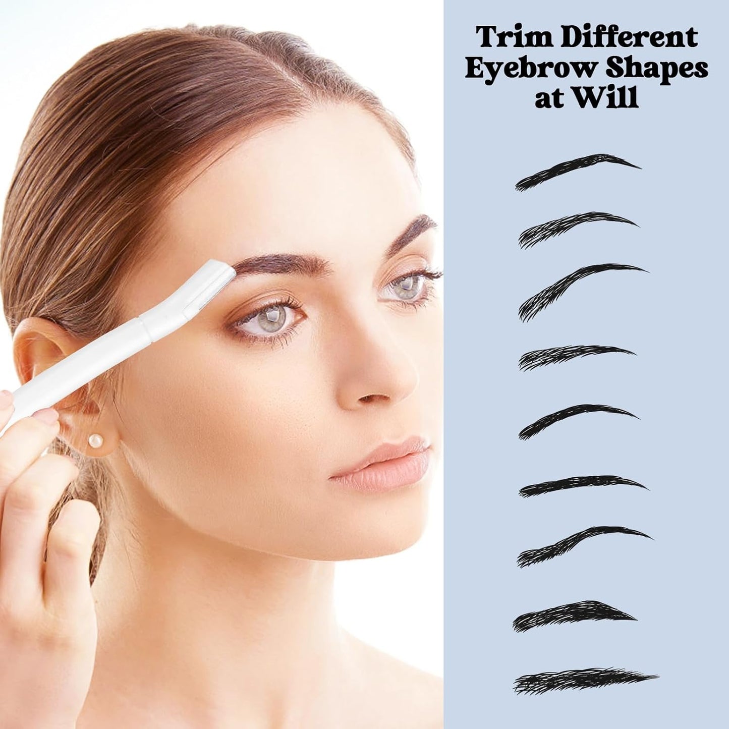 6 PCS Eyebrow Razor Set, White Face Razor for Women and Men, Multipurpose Dermaplaning Tool, Eyebrow Hair Trimmer, Face Shaver with Protective Cover, 3 Pcs Long Handles and 3 Pcs Short Handles