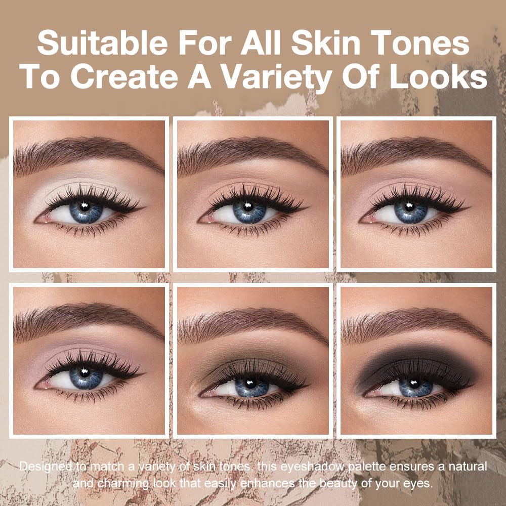 6 Colors Mini Nude Brown Eye Shadow Palette Makeup for Older Women, Neutral Matte Shimmer Eyeshadow Palette Highly Pigmented Waterproof, paleta de sombras de ojos, Vegan & Cruelty-free, 01