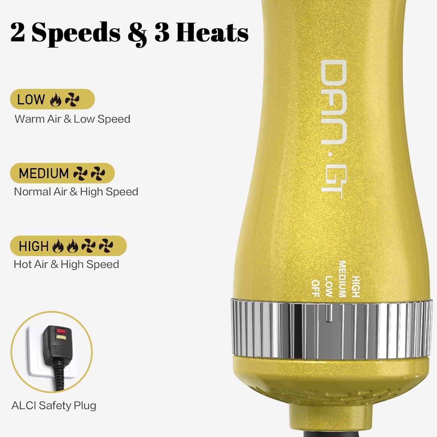 DAN Technology Hair Dryer Brush & Mini Curling Wand Set - 1 Inch Travel Set with 3 Temperature Settings - Hot Air Brush for Drying, Styling, Curling, and Volumizing