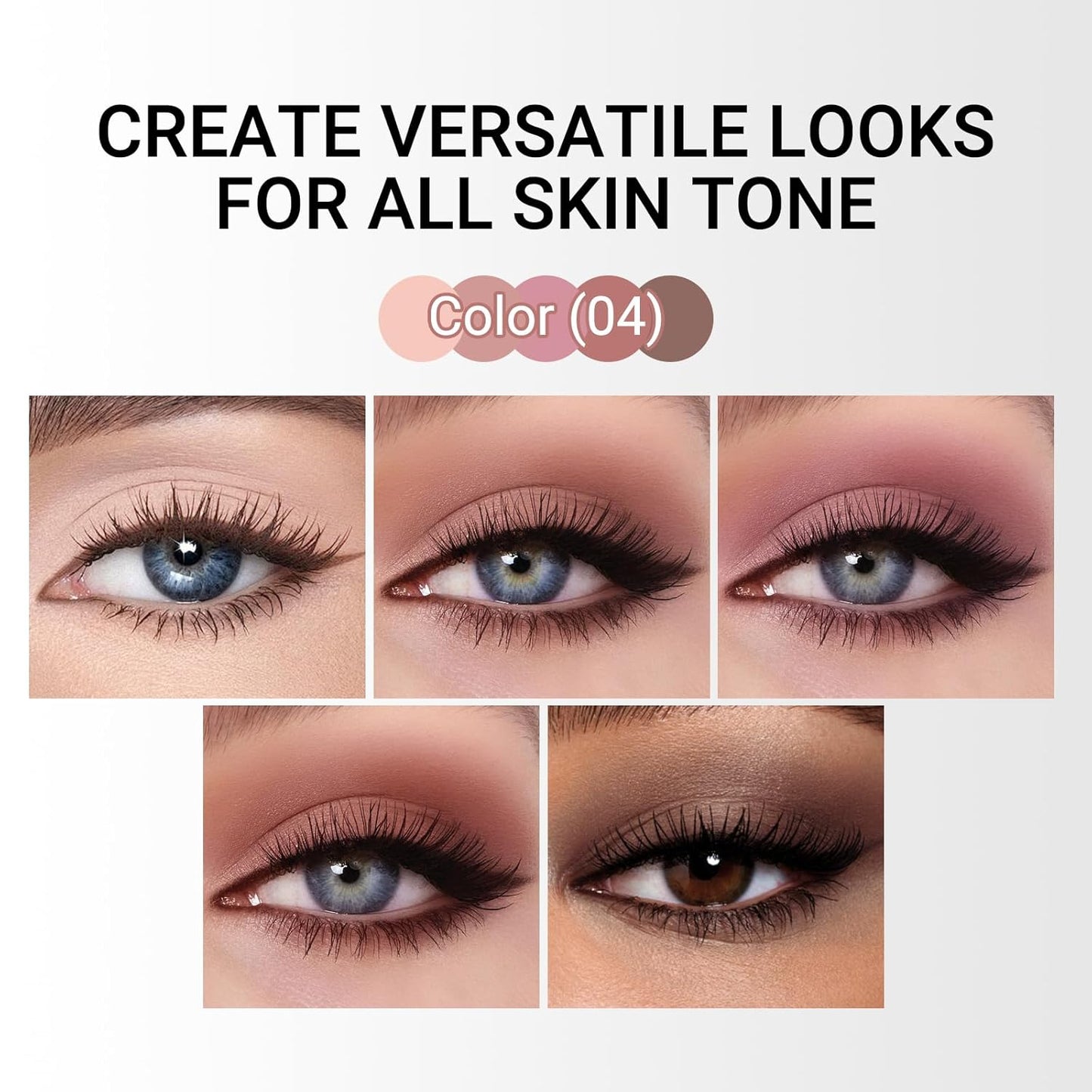 Erinde 5 Colors Matte Eyeshadow Palette Makeup, Natural Classic Nude Neutral Nude Brown Eye Shadow, Long Wearing Waterproof Everyday Eye Makeup for Brown Eyes, Romantic Peach Mauve Eyeshadow, 04