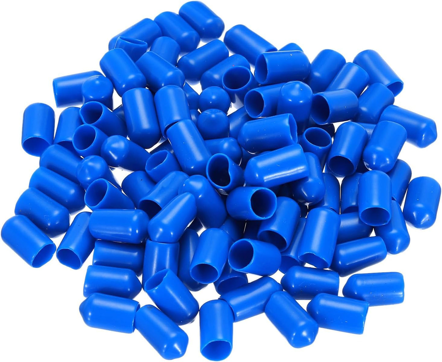 uxcell 50pcs Rubber End Caps 8.5mm ID Vinyl PVC Round Tube Bolt Cap Cover Screw Thread Protectors Blue, 0.33 inch
